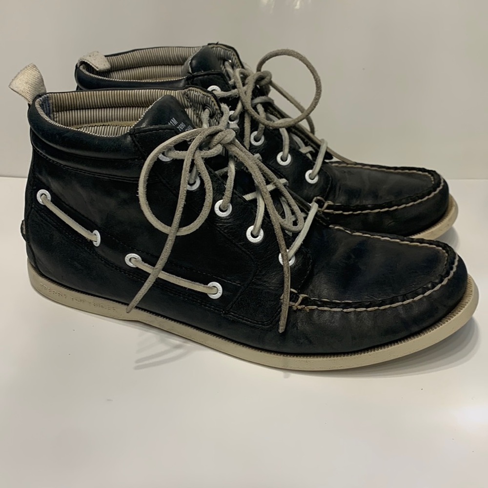 Sperry - US 11 High-Top Top Siders Navy Genuine Leather Loafers